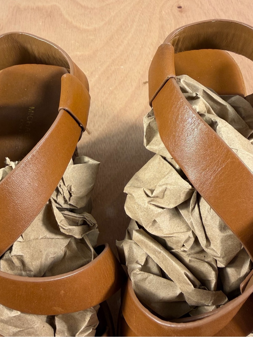 Michael Kors Collection Varick Brown Leather Platform Wedge Sandals Sz 37 Italy - Picture 9 of 16